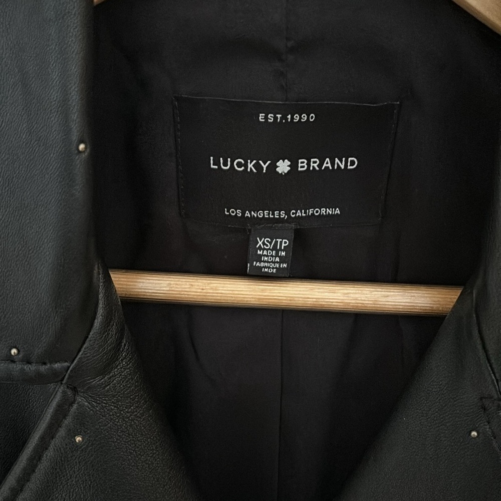 Lucky Brand Pin Dot Moto Black Leather Jacket (Price Firm) - Picture 7 of 10
